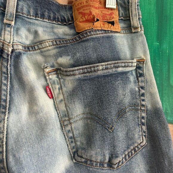 Levi's Distressed Upcycled Straight Blue Jeans 32" X 30" - Picture 13 of 16